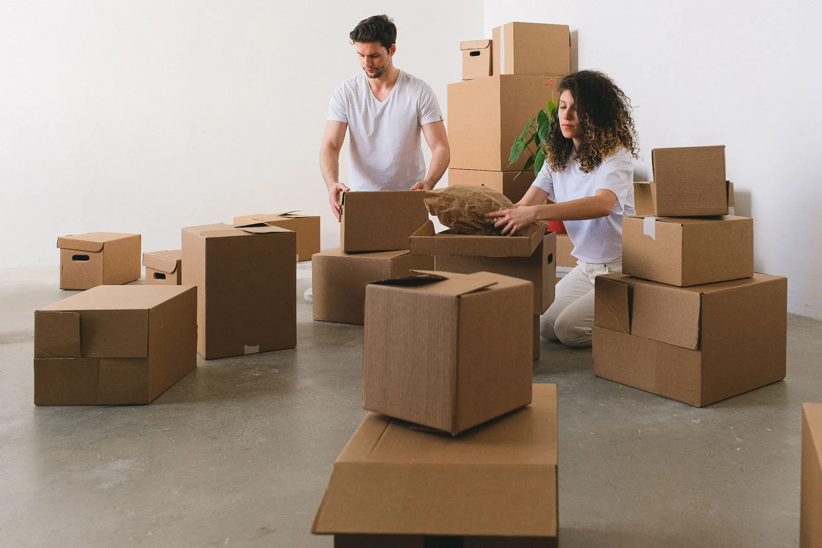 Trained AV Logistics crew packing household items with premium materials
